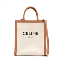セリーヌ バーティカルカバ キャンバス×レザー 2WAYトートバッグ ベージュ