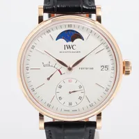 IWC ポートフィノ ハンドワインド ムーンフェイズ RG×革 手巻き アイスブルー文字盤 Ａランク