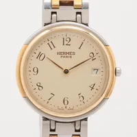 エルメス ウィンザー SS×GP QZ アイボリー文字盤