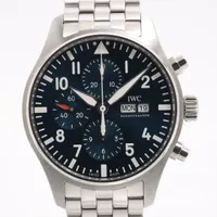 IWC パイロットウォッチ クロノグラフ プティ プランス IW377717 SS AT 青文字盤 Ａランク