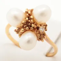 ミキモト パール ダイヤ リング K18(YG)