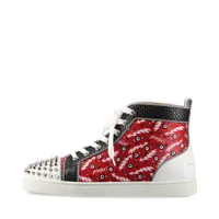 クリスチャンルブタン Lou Spikes Orlato レザー×ファブリック ハイカットスニーカー マルチカラー Ａランク