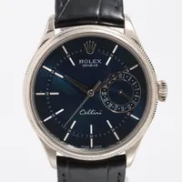 ロレックス チェリーニ 50519 WG×革 AT 青文字盤