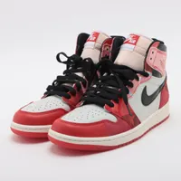 ナイキ×スパイダーマン AIR JORDAN 1 RETRO HIGH OG レザー×ファブリック ハイカットスニーカー 27cm レッド×ホワイト Ａランク