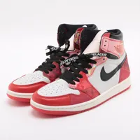 ナイキ×スパイダーマン AIR JORDAN 1 RETRO HIGH OG SP レザー×ファブリック ハイカットスニーカー 27.5cm レッド×ホワイト Ａランク