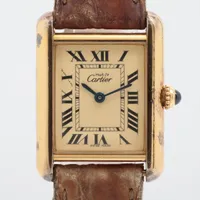 カルティエ マストタンク W1017354 925×革 QZ アイボリー文字盤