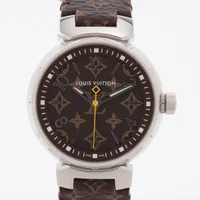 ルイ・ヴィトン タンブール QA071Z SS×革 QZ ブラウン文字盤