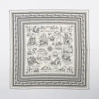 エルメス カレジェアン Tatouages Marins Bandana 船乗りのタトゥー バンダナ カシミヤ×シルク スカーフ ブラック×ホワイト Ｓランク