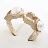 シャネル COCO GP×フェイクパール リング A17P ゴールド