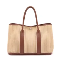 エルメス ガーデンパーティ38 MM トワルデニムカヌレ×ブッフル ブラウン シルバー金具