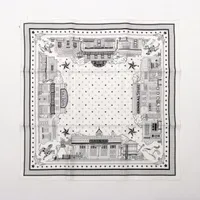 エルメス カレ55 Hermes Paris Station Bandana エルメス パリステーション バンダナ シルク スカーフ ホワイト Ａランク