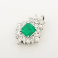 ノンブランド エメラルド ダイヤ ネックレストップ Pt900 Bランクの