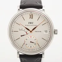 IWC ポートフィノ ハンドワインド 8DAYS IW510103 SS×社外革 手巻き アイスブルー文字盤 Ａランク