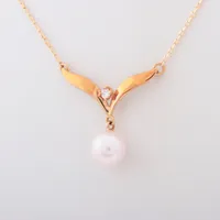 ミキモト パール ダイヤ ネックレス K18(YG) 約7.0mm