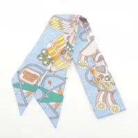 エルメス ツイリー HERMES SCARF ODYSSEY シルク スカーフ ライトブルー Ａランク