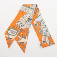 エルメス ツイリー HERMES SCARF ODYSSEY シルク スカーフ オレンジ ＳＡランク