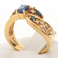 タサキ サファイア ダイヤ リング K18(YG)