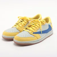 ナイキ×トラヴィススコット AIR JORDAN 1 LOW レザー スニーカー 27.5cm マルチカラー Ａランク