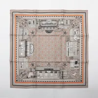 エルメス カレ55 Hermes Paris Station Bandana エルメス パリステーション バンダナ シルク スカーフ グレー ＳＡランク