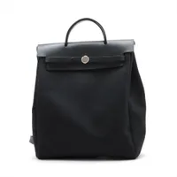 エルメス エールバッグアドPM トワルオフィシエ×カーフレザー ブラック シルバー金具