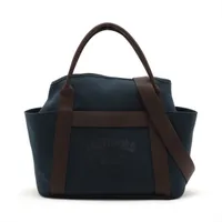 エルメス サックドパンサージュ グルーム キャンバス ネイビー シルバー金具 Ａランク