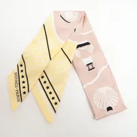 エルメス ツイリー Les Flacons Bandana 香水瓶 シルク スカーフ ベージュ×イエロー Ａランク