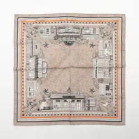 エルメス カレ55 Hermes Paris Station Bandana エルメス パリステーション バンダナ シルク スカーフ グレー ＡＢランク