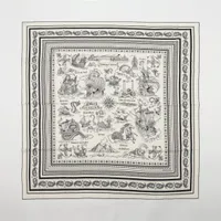 エルメス カレジェアン Tatouages Marins Bandana 船乗りのタトゥー バンダナ カシミヤ×シルク スカーフ ホワイト×ブラック ＳＡランク