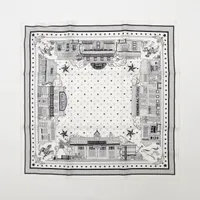 エルメス カレ55 Hermes Paris Station Bandana エルメス パリステーション バンダナ シルク スカーフ ブラック×ホワイト ＳＡランク