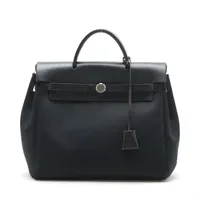 エルメス エールバッグアドPM トワルオフィシエ×カーフレザー ブラック シルバー金具