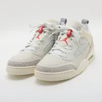 ナイキ JORDAN SPIZIKE LOW レザー×ファブリック スニーカー 24SS 28c アイボリー×グレー Ａランク