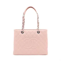 シャネル GST キャビアスキン ピンク シルバー金具 Ａランク