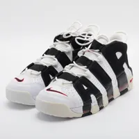 ナイキ AIR MORE UPTEMPO レザー×スエード スニーカー 17SS 28cm ホワイト×ブラック×レッド ＡＢランク