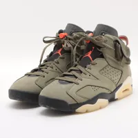 ナイキ×トラヴィススコット AIR JORDAN 6 スエード ハイカットスニーカー 28cm カーキ Ａランク