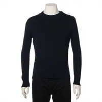 サンローランパリ コットン×ウール ニット 21年 XS ネイビー