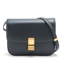 セリーヌ クラシックボックス レザー ショルダーバッグ ネイビー