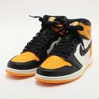 ナイキ AIR JORDAN 1 RETRO HIGH OG レザー ハイカットスニーカー 28cm ブラック×イエロー Ａランク