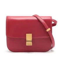 セリーヌ クラシックボックス レザー ショルダーバッグ レッド