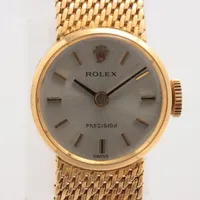 ロレックス プレシジョン 2148 YG×社外YG 手巻き シルバー文字盤