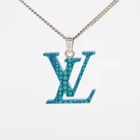 ヴィトン×草間彌生 LV パンプキン M01093 メタル ネックレス DI5202 ブルー×シルバー Ａランク