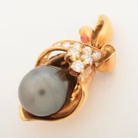 クイーン パール ダイヤ ネックレストップ 750(YG)