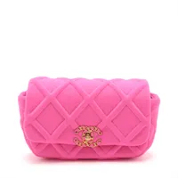 シャネル シャネル19 ジャージー×ラムスキン ピンク ゴールド×シルバー金具 Ａランク