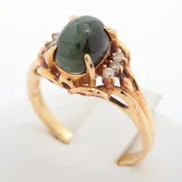 ノンブランド トルマリン キャッツアイ ダイヤ リング K18