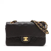 シャネル マトラッセ23 スモール ラムスキン ダブルフラップ　ダブルチェーンバッグ ブラック ゴールド金具