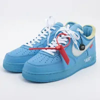 ナイキ×オフホワイト NIKE AIR FORCE 1 レザー スニーカー 26.5cm ブルー ＡＢランク