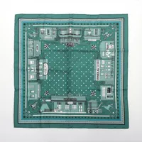 エルメス カレ55 Hermes Paris Station Bandana エルメス パリステーション バンダナ シルク スカーフ グリーン ＡＢランク