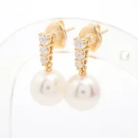 ミキモト パール ダイヤ ピアス K18(YG) 約8.5mm ＡＢランク