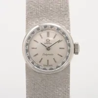 オメガ レディマティック WG AT シルバー文字盤