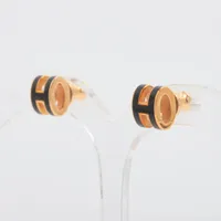 エルメス ミニポップアッシュ GP ピアス(両耳用) ST0232 ブラック×ゴールド ＡＢランク