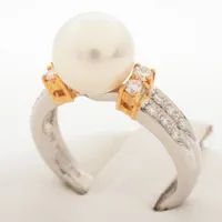 タサキ パール ダイヤ リング K18(YG)×Pt900 約8.5mm